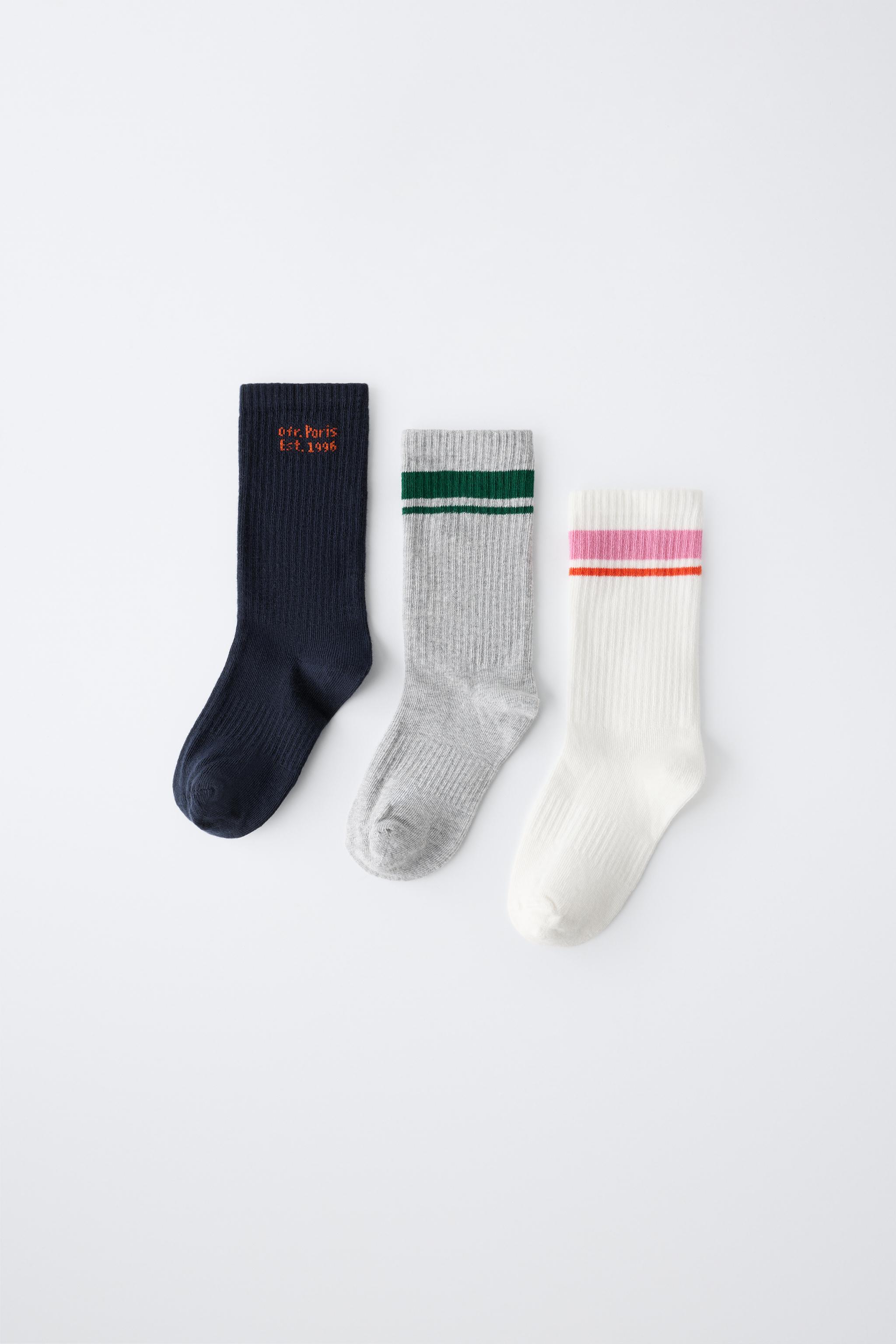 LOT DE TROIS PAIRES CHAUSSETTES MI-HAUTES À BANDES 0FR. PARIS X ZARA